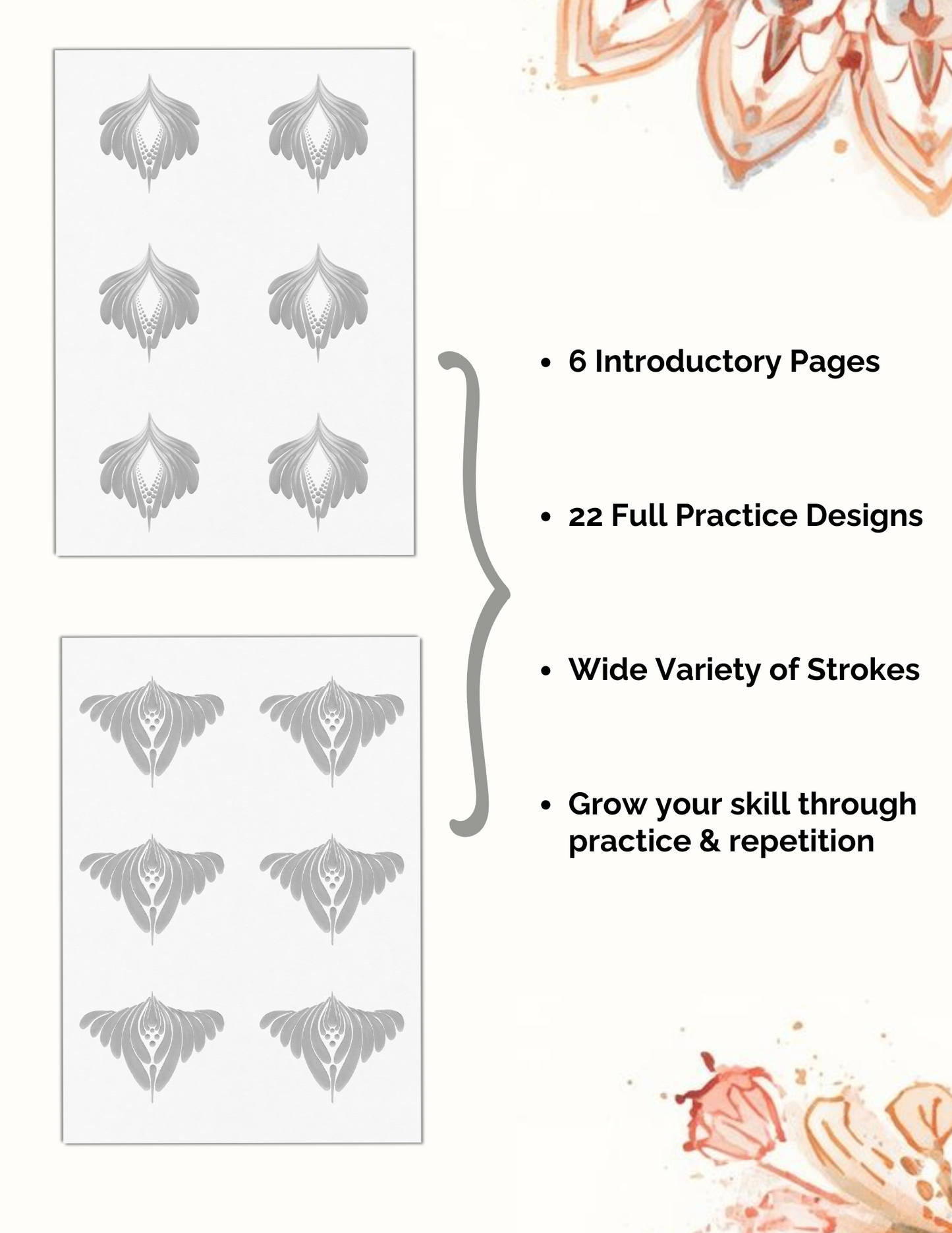 Mandala Brushstrokes & Design Practice Sheets